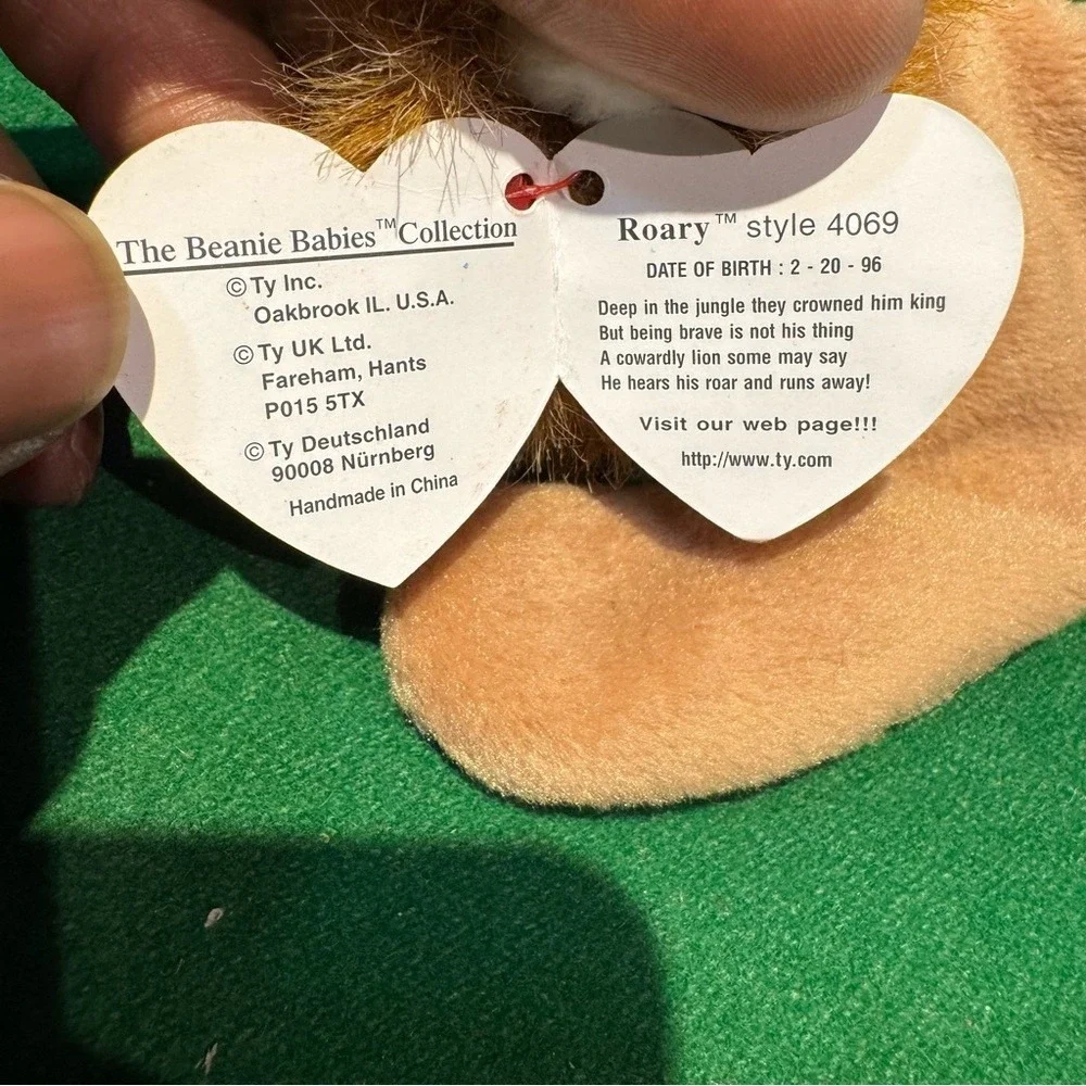Ty Beanie Baby Roary the Lion Plush Toy 1996 Vintage Style 4069 Tan‎ Brown Mane